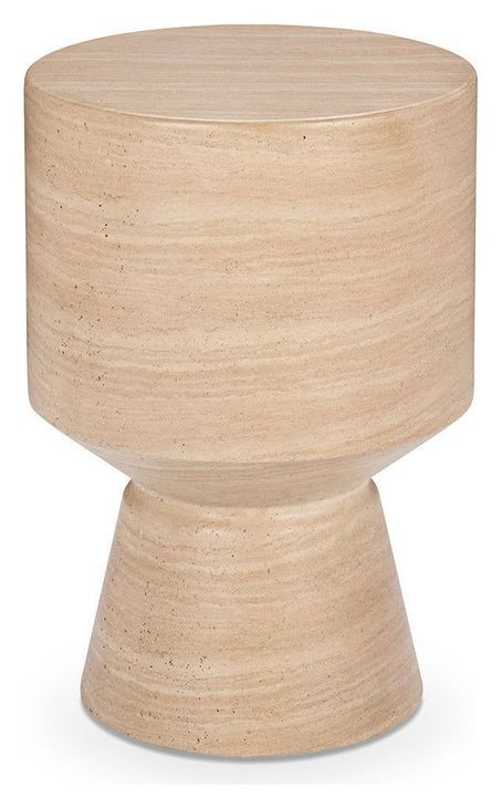 Terrace Beige Round Outdoor Concrete Top Accent Table