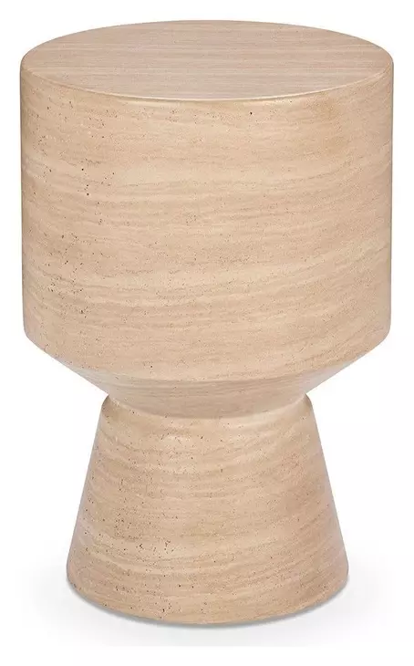 Terrace Beige Round Outdoor Concrete Top Accent Table