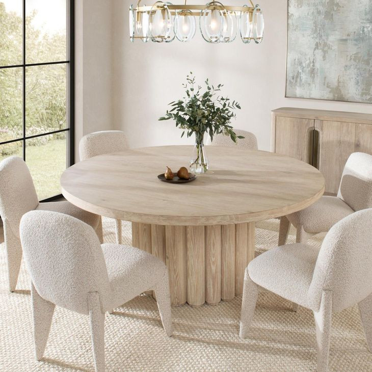 Tiber Cream Washed 70" Round Dining Table