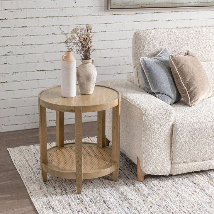 Devin Khaki Mist Round End Table