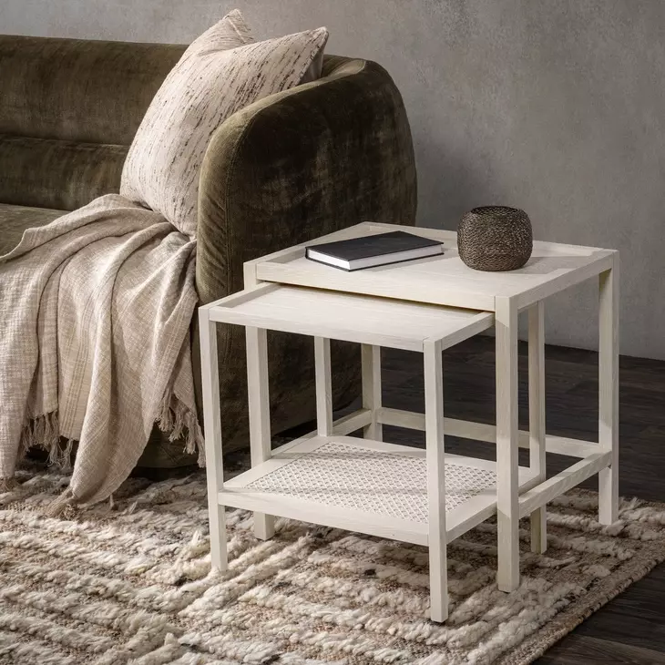 Devin Milk White Rectangular Nesting Accent Table