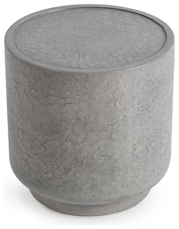 Sania Athena Gray Round Outdoor Concrete Top Accent Table