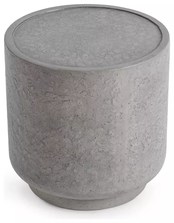 Sania Athena Gray Round Outdoor Concrete Top Accent Table