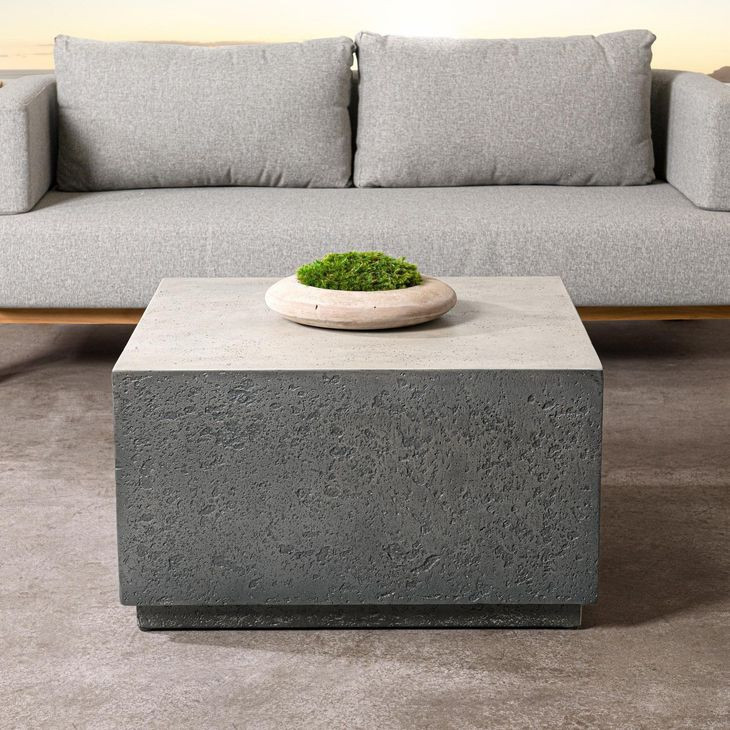 Marwin Dark Gray Square Outdoor Concrete Top Coffee Table