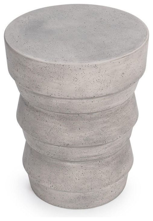 Anor Light Gray Round Outdoor Concrete Top Accent Table