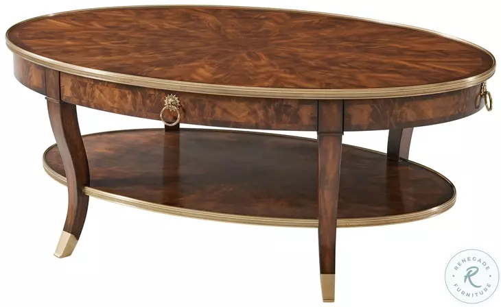Around in Circles Ramsey Mahogany 52" Oval Cocktail Table