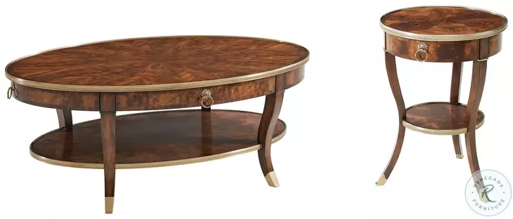 Around in Circles Ramsey Mahogany 52" Oval Occasional Table Set