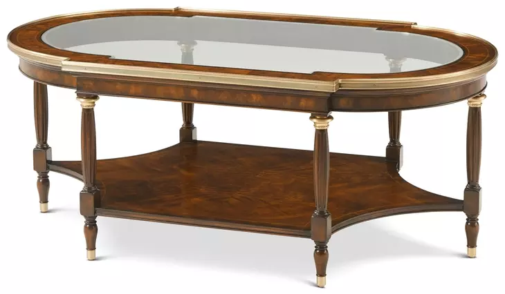 TA Originals Marlborough Oval Glass Top Storyteller Cocktail Table