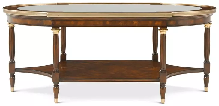 TA Originals Marlborough Oval Glass Top Storyteller Cocktail Table