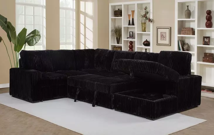 Devonshire Black 3 Piece Modular Sleeper Sectional