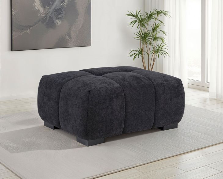 Octavia Black Rectangular Ottoman