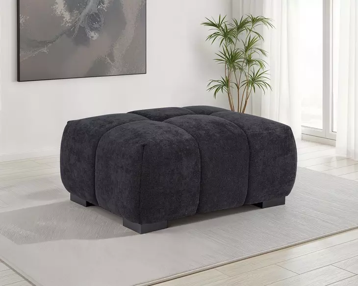 Octavia Black Upholstered Rectangular Ottoman