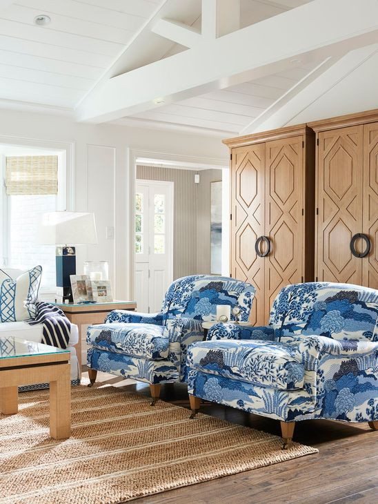 Sydney Cream and Blue Upholstered Chair