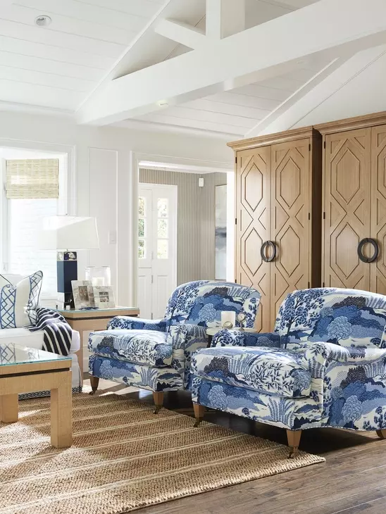 Sydney Cream and Blue Upholstered Chair