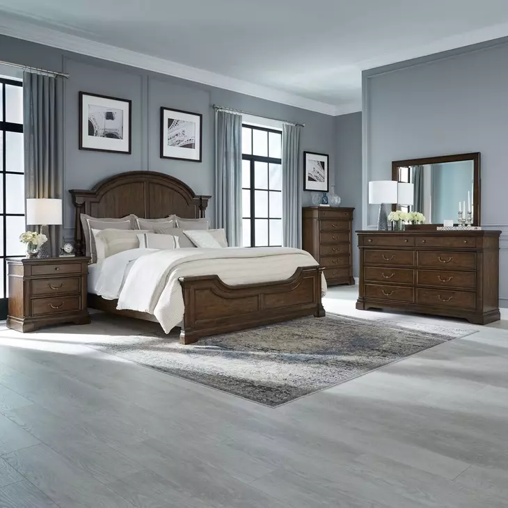 Hampton Road Satin Cherry California King Poster Bed
