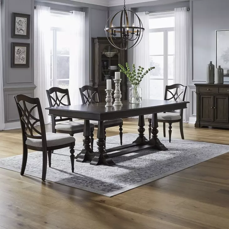 Arden Road Satin Cherry and Cream Upholstered 5 Piece Extendable Dining Set