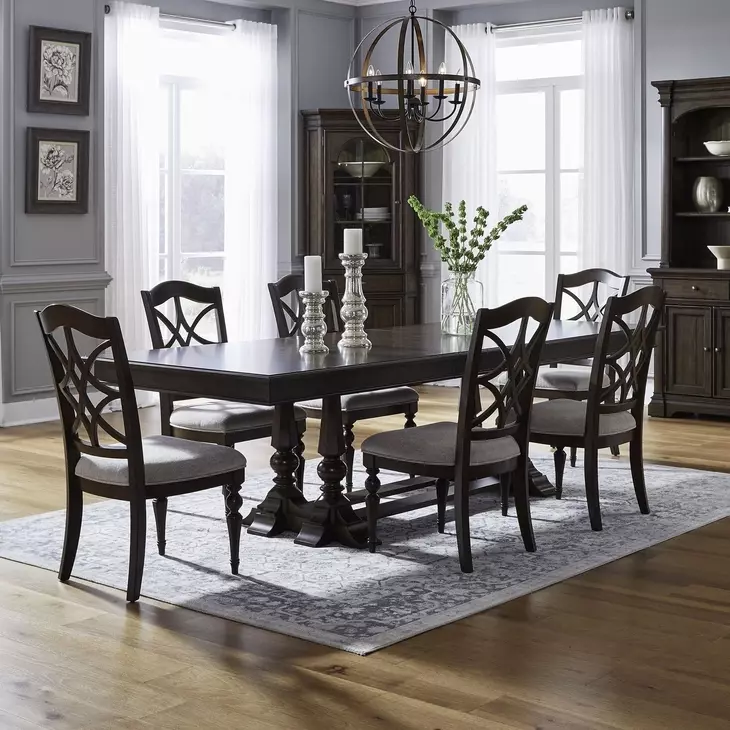 Arden Road Satin Cherry and Cream Upholstered 7 Piece Dining Set