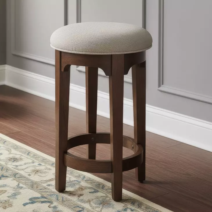Arden Road Textured Cream Upholstered Console Stool