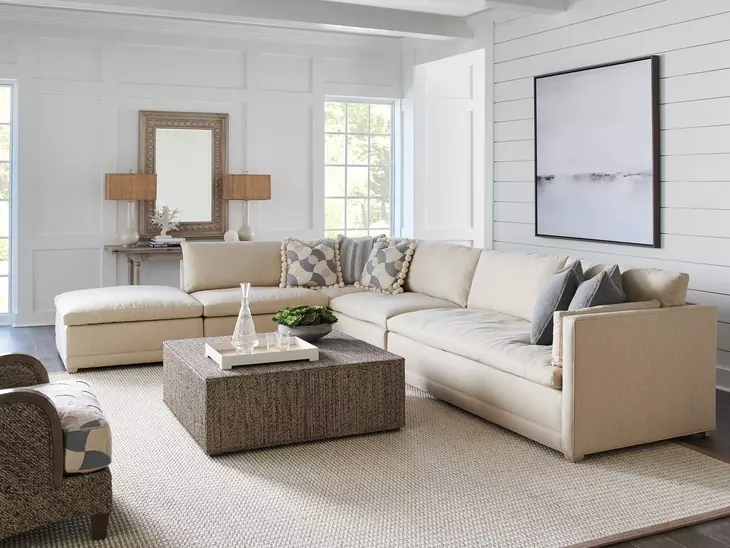 Colony Oatmeal Upholstered Bumper Ottoman