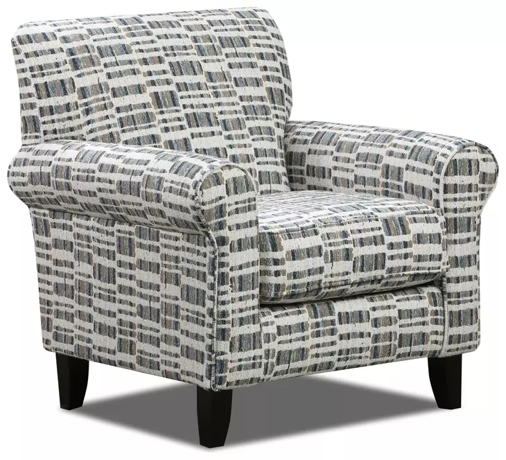 Universal Denim Ivory and Blue Upholstered Accent Chair