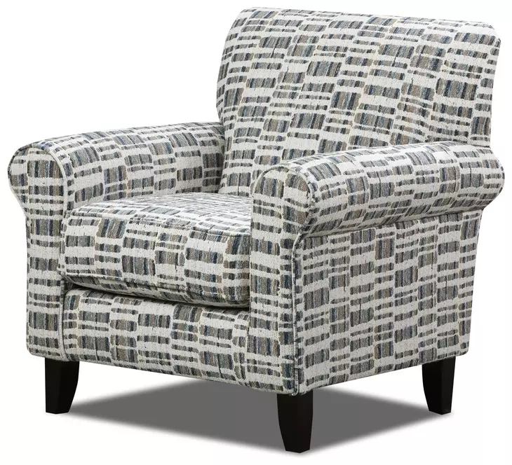 Universal Denim Ivory and Blue Upholstered Accent Chair