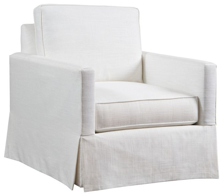 Beach Club White Upholstered Club Swivel Chair