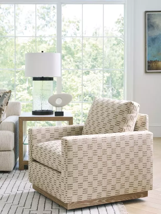Meadow View Brown Upholstered Swivel Accent Chair by Barclay Butera