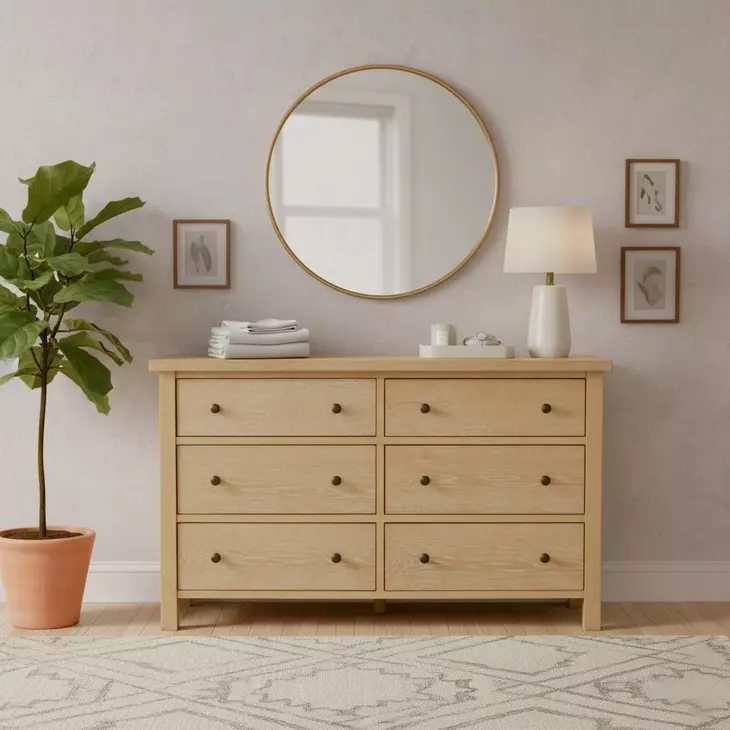 Emilia Natural 6 Drawer Dresser