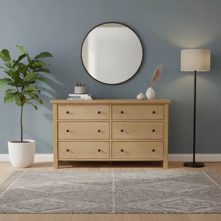 Emilia Natural 6 Drawer Dresser