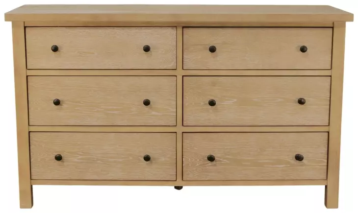 Emilia Natural 6 Drawer Dresser