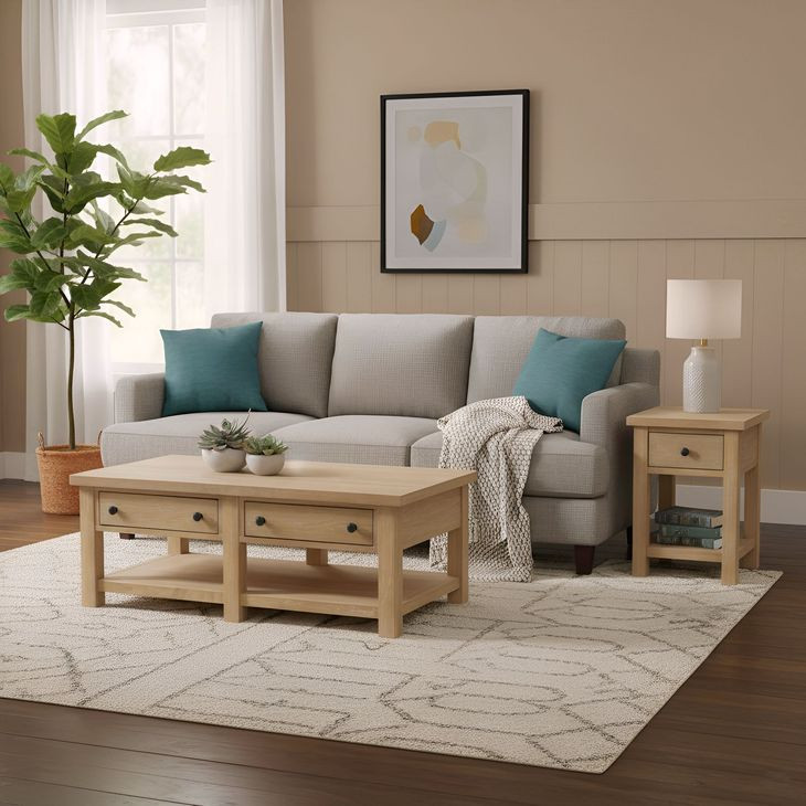Emilia Natural Rectangular Occassional Table Set