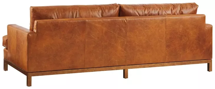 Horizon Caramel Leather Upholstered 88" Sofa
