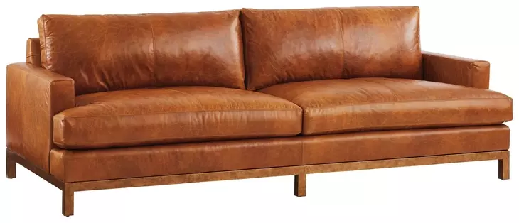 Horizon Caramel Leather Upholstered 88" Sofa