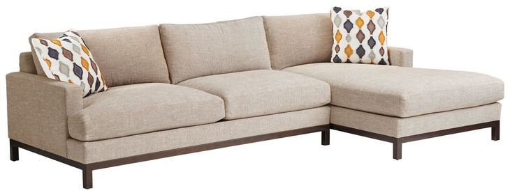 Horizon Beige and Brown 110" Leather Upholstered LAF Sectional