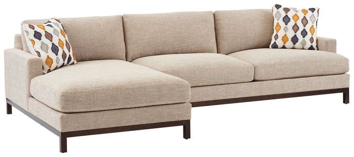 Horizon Beige and Brown 110" Leather Upholstered RAF Sectional