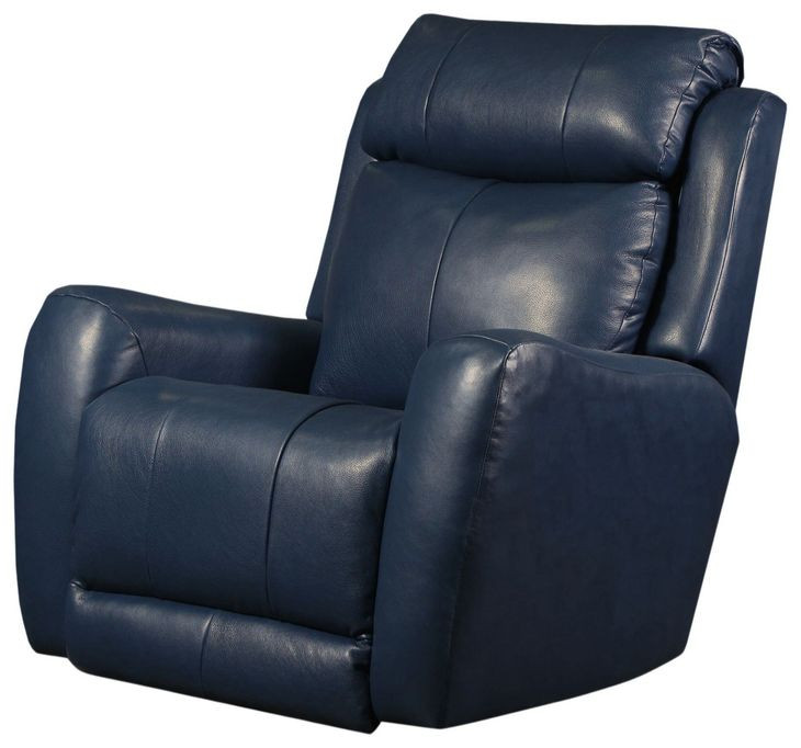 View Point Blue Leather Rocker Power Recliner with USB Charging