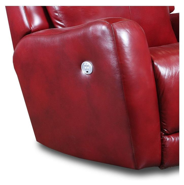 View Point Crimson Leather Rocker Power Recliner with USB Charging