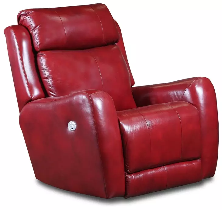 View Point Crimson Leather Rocker Power Recliner with Power Headrest and USB Charging