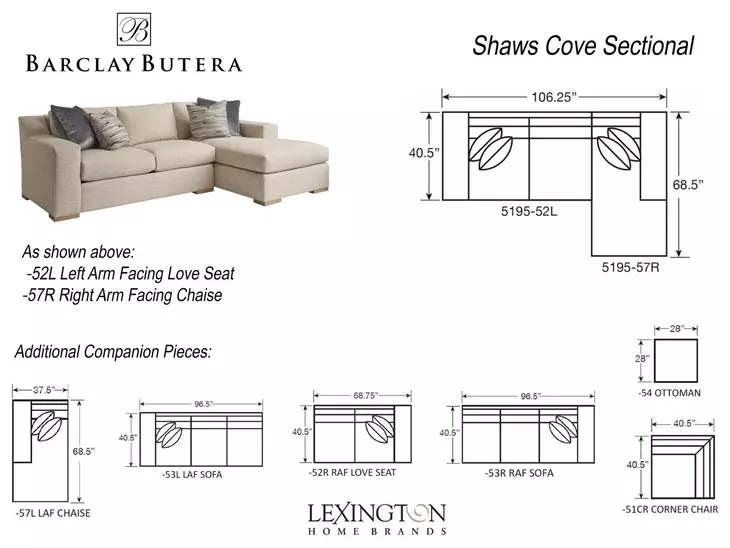 Shaws Cove Brown 2 Piece Modular Sectional with Pillows by Barclay Butera