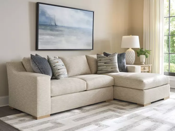 Shaws Cove Brown 2 Piece Modular Sectional with Pillows by Barclay Butera