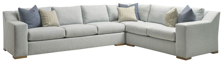 Shaws Cove Blue 3 Piece Modular Sectional with Pillows by Barclay Butera