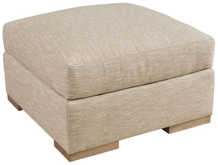 Shaws Cove Beige Upholstered Square Bumper Ottoman by Barclay Butera