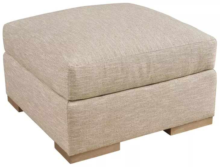 Shaws Cove Beige Upholstered Square Bumper Ottoman by Barclay Butera