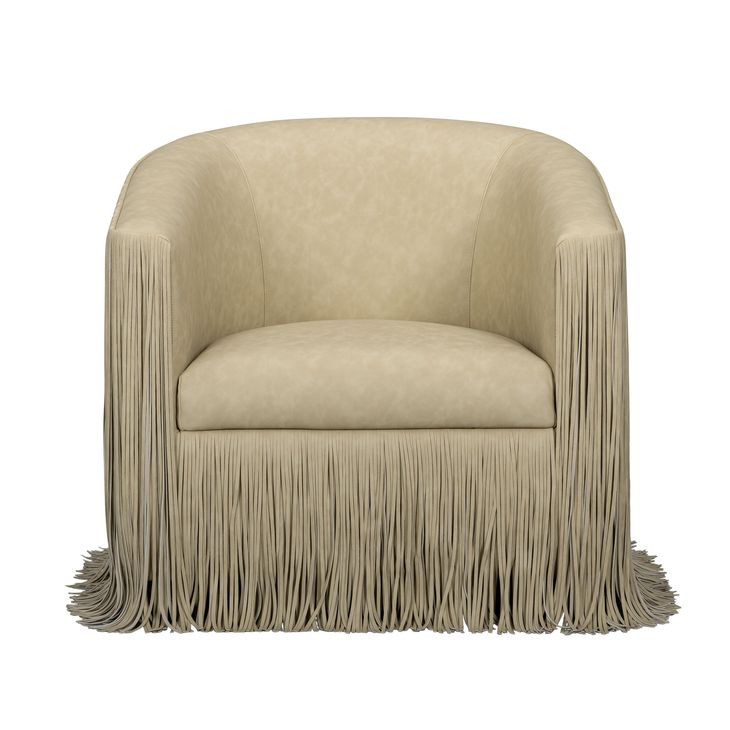 Shag Me Tan Upholstered Swivel Accent Chair