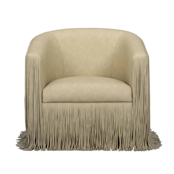 Shag Me Tan Upholstered Swivel Accent Chair