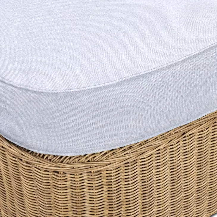 Axel Blue Performance Fabric Upholstered Outdoor Square Ottoman