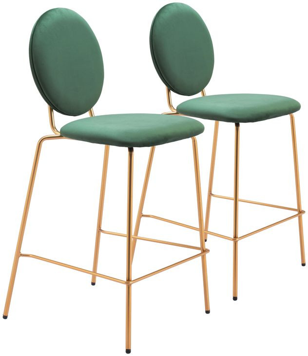 Odessa Green And Gold Counter Height Stool Set of 2