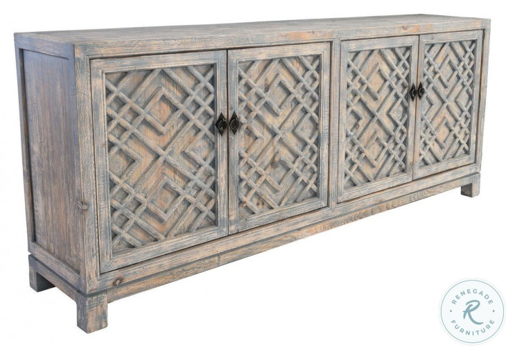 Antigua Distressed Blue 4 Drawer Sideboard