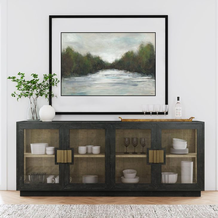 Larson Carbon Black 4 Glass Door Buffet