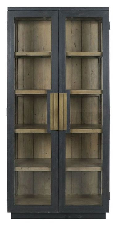 Larson Carbon Black 2 Glass Door Display Cabinet